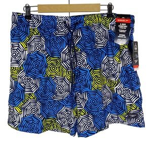 NWT Speedo Mens Volley 17in Swim Trunks‎ Board Shorts XXL Blue Umbrella Print